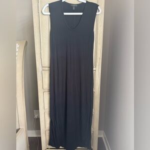 J. Crew XS PXS Maxi Side Slits Black Sleeveless Dress sundress coverup petite